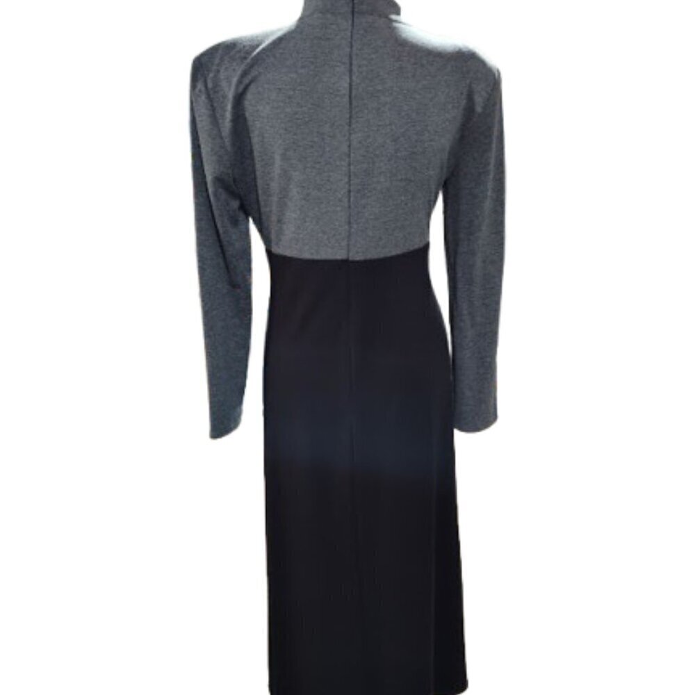 KC Spencer NY Black and Gray Long Sleeve Women's Dress Size 6 Shoulder Pads - Picture 4 of 8